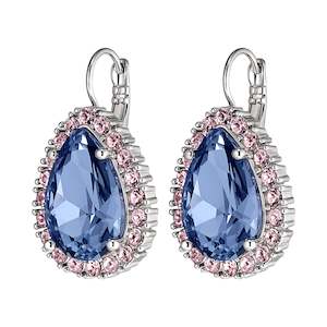 Fiora Shiny Silver Earrings - Light Blue / Rose