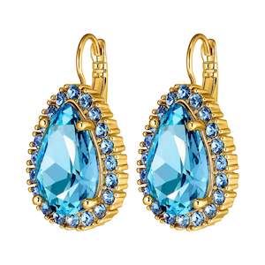 Fiora Gold Earrings - Aqua / Light Blue