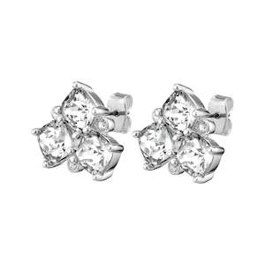 Viena Shiny Silver Earrings - Crystal