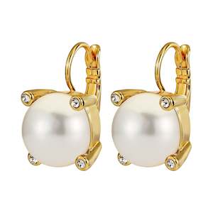 Tana Gold Earrings - White Pearl