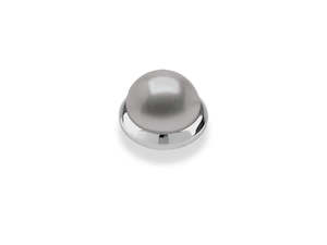 Clutch Your Pearls: Bud Shiny Silver Interchangeable Ring Topper - Grey