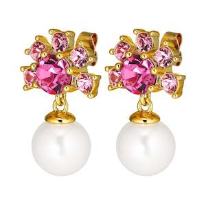 Clutch Your Pearls: Veronica Gold Earrings - Rose