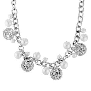 Clutch Your Pearls: Penelope Shiny Silver Necklace - White Pearl