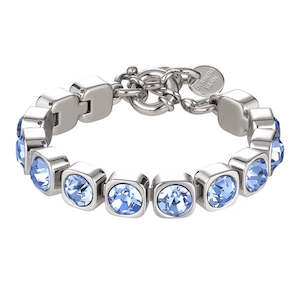 Dyrberg Kern Winter 2023: Conian Shiny Silver Tennis Bracelet - Light Blue