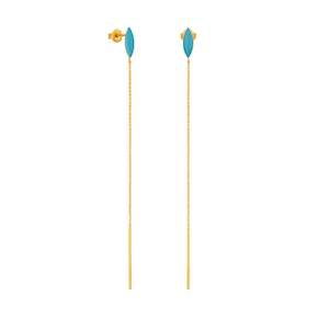 Minima Gold Drop Earrings Blue