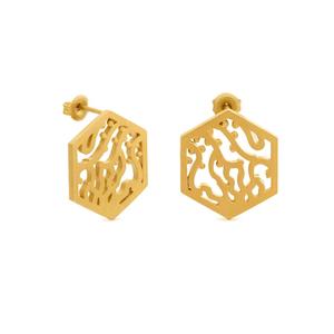 Gaudi Hexagonal Gold Earrings