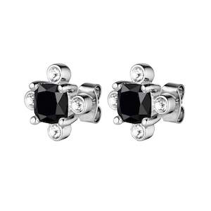 Gigi Shiny Silver Earrings - Black