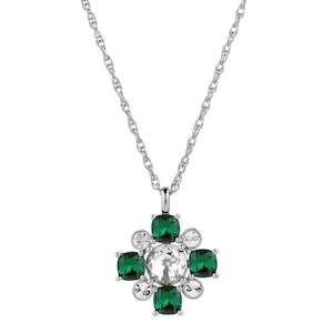 Sassi Shiny Silver Necklace - Emerald Green