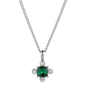 Rimini Shiny Silver Necklace - Emerald Green