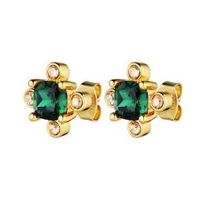 Gigi Gold Earrings - Emerald Green