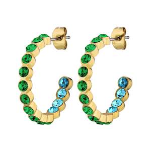 Green With Envy: Holly Gold Hoop Earrings - Green