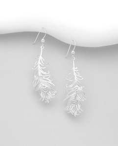 Lucky Peacock Feather Earrings in Sterling Silver