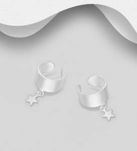 Star Cuff Earrings in Sterling Silver