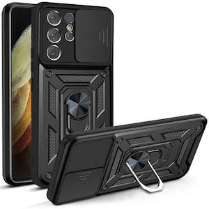 SAMSUNG Galaxy S21 Phone Case with Built-in Ring Kickstand and Lens Cover