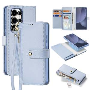 Gift: Samsung S25 Ultra 2-in-1 Detachable Leather Wallet Case - Light Blue