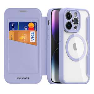 iPhone 14 Pro Wallet Case with Card Slots Screen Protection - Purple