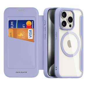 Gift: iPhone 15 Pro Wallet Case Supports Wireless Charging - Purple