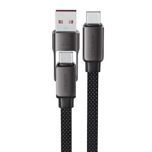 60W 2-in-1 USB/Type-C to Type-C Braided Charging Cable