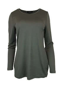 Ebas593.colour.i-o A-line Swing Merino Scoop Neck