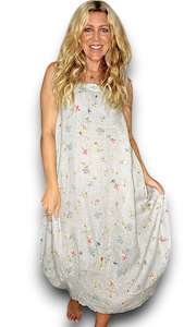 Maxi Tank Dress Linen Windy Bloom Light Lavender