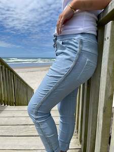 Denim Dream Vintage Wash Glam Joggers Light Denim