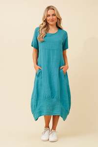 Mid Sleeve Maxi Dress Teal