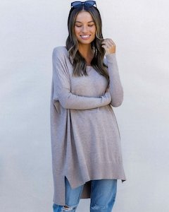 LUELLA SUPERSOFT RIBBED SLEEVE HIGH LOW KNIT