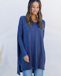 LUELLA SUPERSOFT RIBBED SLEEVE HIGH LOW KNIT