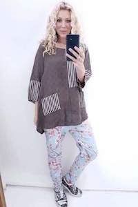 Tunics: NOBLE TUNIC ESPRESSO LUX STRIPE