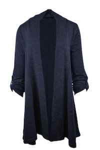 Tab Sleeve 100% Merino Edge To Edge A-line Cardigan French Navy