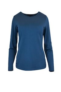 Womens 100% Merino Wool (210) Curve Hem Long Sleeve Jumper Twilight Ebas583