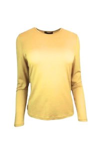 Womens 100% Merino (210) Long Sleeve Satin Crew Top Buttercup