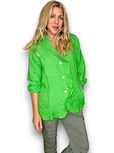 FRILL AND DANDY LINEN JKT LINEN FRESH GREEN