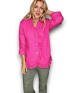 FRILL AND DANDY LINEN JKT LINEN HOT PINK