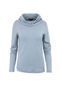 Polo Roll Turtle Neck Womens Merino Wool Nz: WOMENS 100% MERINO (210) LONG SLEEVE COWL NECK JUMPER DUSK BLUE