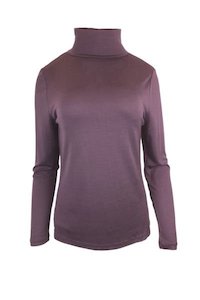 WOMENS 100% MERINO (210) LONG SLEEVE HIGH NECK TOP AMETHYST EBAS515