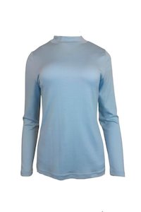 WOMEN'S 100% MERINO WOOL (210) LONG SLEEVE TURTLE NECK JUMPER WASHED BLUE