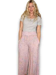 ELASTIC WAIST LINEN PANT LINEN WINDY BLOOM BABY PINK