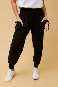 HAREM PANT VISCOSE TIE UP POCKET BLACK