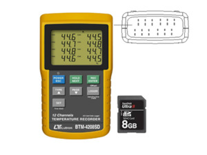 Contact Thermometers: Temp data logger 12 Ch., Lutron BTM-4208SD