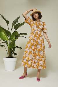 Otto D'Ame Printed Cotton Dress Saffron