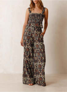 Indi + Cold Printed Palazzo Pants Black #BK141