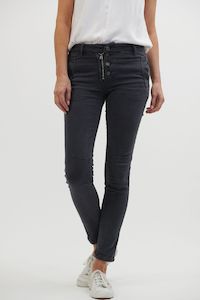 Italian Star Button Jean Charcoal