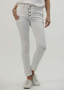 Italian Star Button Jean White