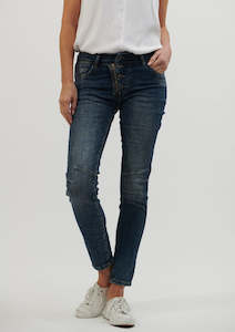 Italian Star Button Jean Denim Dark Wash