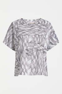 Elk: Elk Haki Short Sleeve TShirt White Line Print