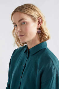 Elk Dalli Earring Bronze Teal Paint Stripe