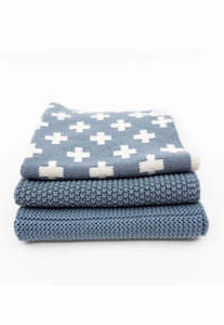 Homeware: Ecovask 3 Pack Variety Cloths Denim