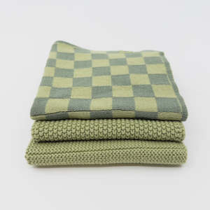 Ecovask 3 pack cloths avocado chequer