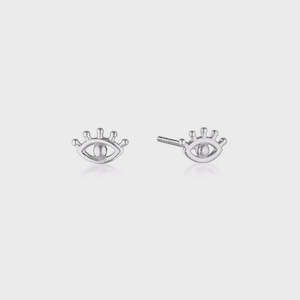 Linda Tahija Evil Eye Stud Earrings Silver